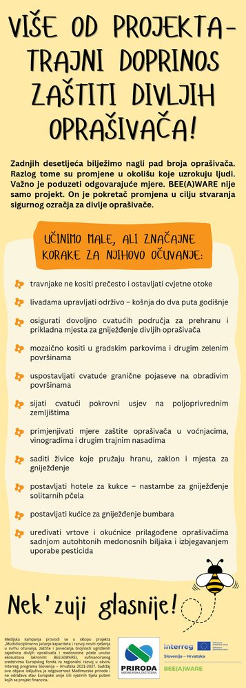 BEE(A)WARE: Više od projekta – trajni doprinos zaštiti divljih oprašivača!